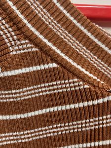 Brown Striped Ribbed Winter Top