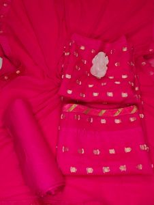 Women Saree Mall Silk Blend Zari Pink Suit Fabric