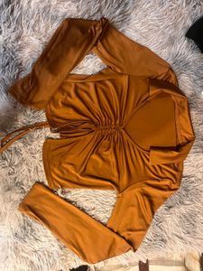 Trendy Mustard tie up Crop Top