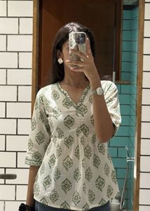 Cotton V-Neck Short Kurti