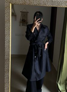 Dark BLUE Double breasted Trench Coat