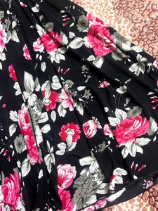 Floral Black MidiSkirt with Stretch Waistband🌙