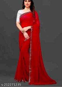 Elegant Black Mirror Work Saree