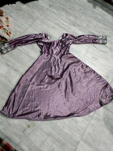 Lavender Colour Gown Full Sleeve