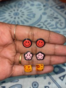 Three Funky Stud Earring Set Combo