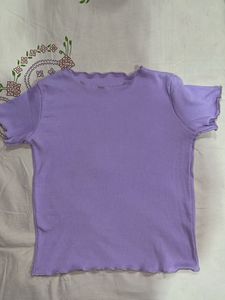 Lilac Ribbed Lettuce Edge Tee
