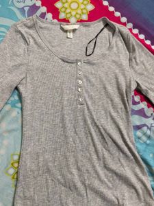 H&amp;M Ribbed Round Neck Top