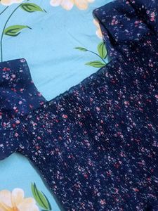 Navy Blue Floral Midi Dress