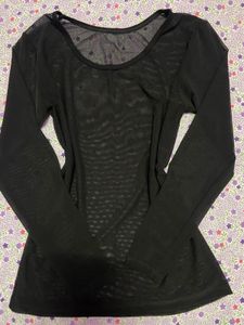 Black Sheer Long Sleeve Top