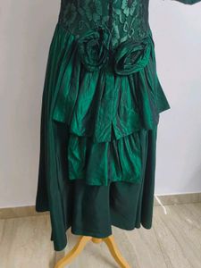 Vintage Emerald Green Puff Sleeve Dress
