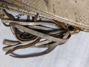 Gold Snake Print Sling Bag