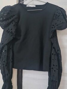 Zara Eyelet Sleeve Top