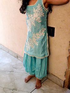 Girls&#39; Light Blue Afghani Shalwar Kameez