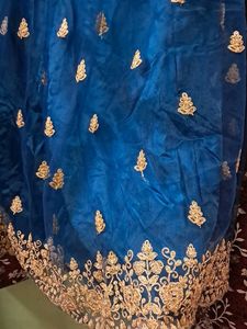 Blue Heavy Lehenga For Kids.