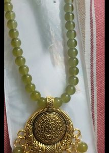 Olive Green Beads Chain With Pendent