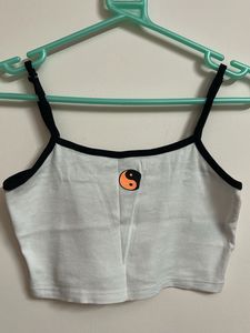 White Spaghetti Crop Top