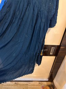 Blue Embroidered Cotton Kurta With Bottom