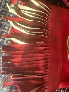 Red Handbag with Oval Handle