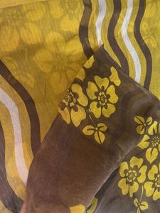 Mustard n Brown Designer Saree