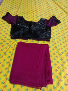 Magenta Saree Stitched Blouse