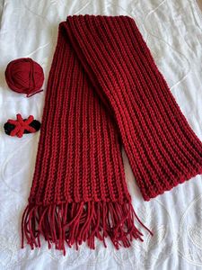 crocheted handmade red scarf