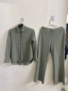 Sage Green Textured Co- Ord Set