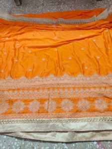 partywear soft orange saree