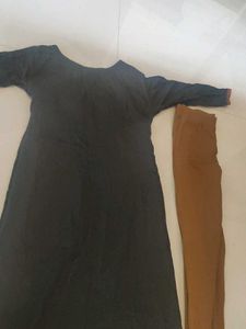 Dark Olive 🫒 Straight Kurta+Twin Birds Leggings