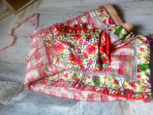 Floraland chex Saree with stiched Blouse