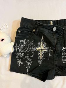 gothic y2k Black Shorts