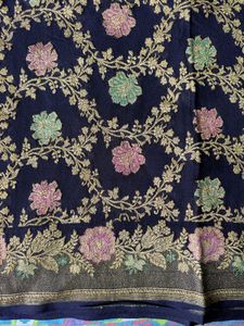 Elegant Navy Blue Banarasi Saree
