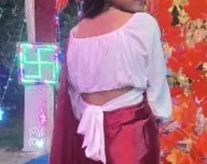 White Crop Top With Red Bangles