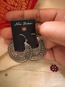 Classic Silver Earrings and Maangtika