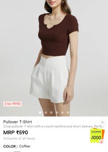 Brown Crop Pullover T-Shirt