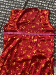 Red Floral Print Rajputi Poshak