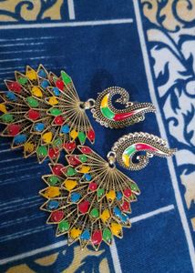 Colorful Peacock Earrings