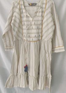Leego White Striped Dress