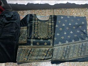 Beautiful Heavy Velvet Kurta Pant Set With Dupatta