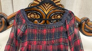 Red Plaid Long Sleeve Top