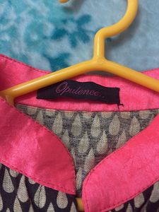 Jacket Style Blouse With Handwork Patch