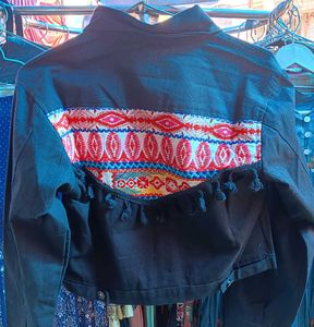 Embroidered Denim Jacket ( free size upto M)