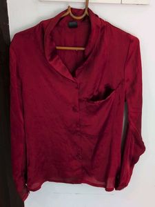 Maroon Satin Style Top