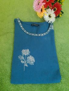 Blue Embroidered Zudio Kurti