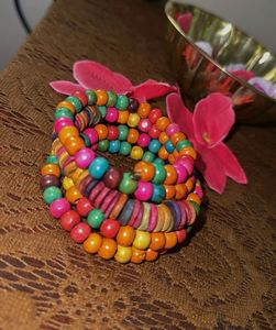 Boho Wood Beaded Bracelet Set
