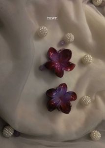 Red And Purple Flower Hair Clips- 1pc