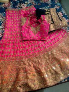 Pink Embellished Lehenga Skirt