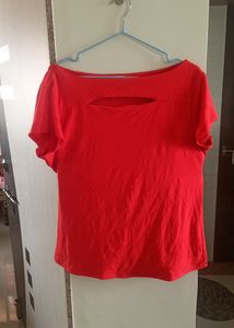 Orange Boat Neck Top