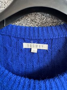 Stylish Blue Cable Knit Sweater