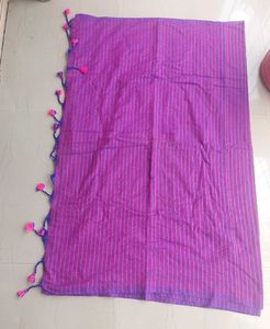 Purple Pure Handloom Cotton Saree