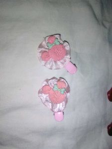 Pink Flower Clips and Pesta Colour Bracelet